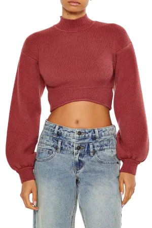 Cropped Turtle Neck Sweater - Chocolate