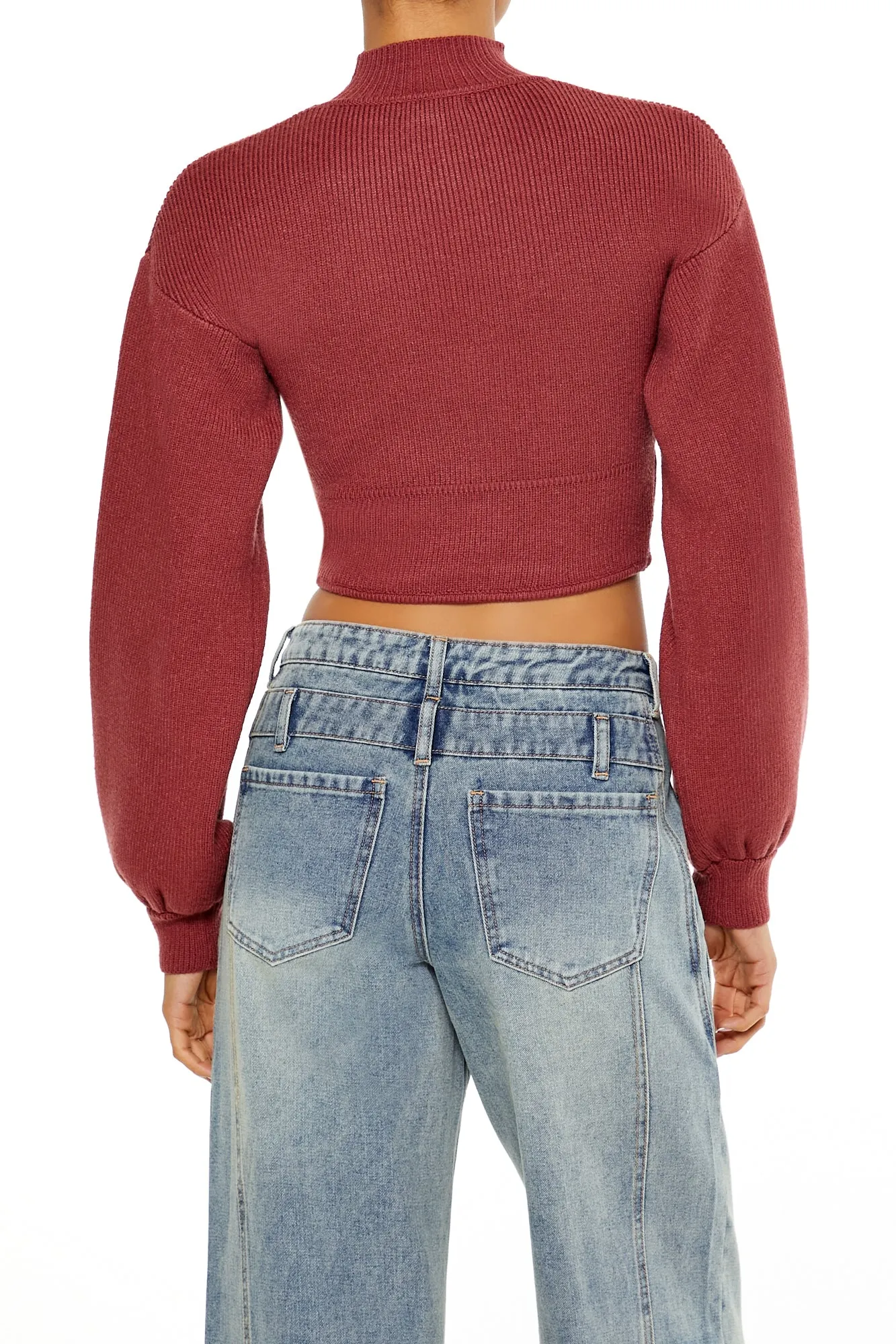 Cropped Turtle Neck Sweater - Chocolate