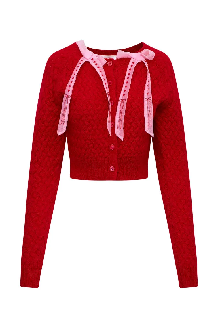 Cupid Bow Cardigan - CHERRY BOMB