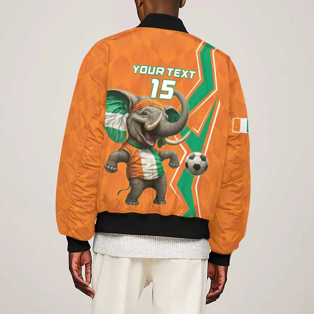Custom Afro Ivory Coast Football Sleeve Zip Bomber Jacket Go Champions LT15