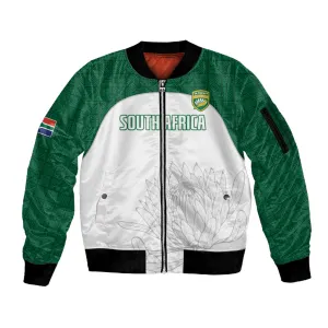 Custom Afro South Africa Cricket Sleeve Zip Bomber Jacket Go Proteas - African Pattern LT15