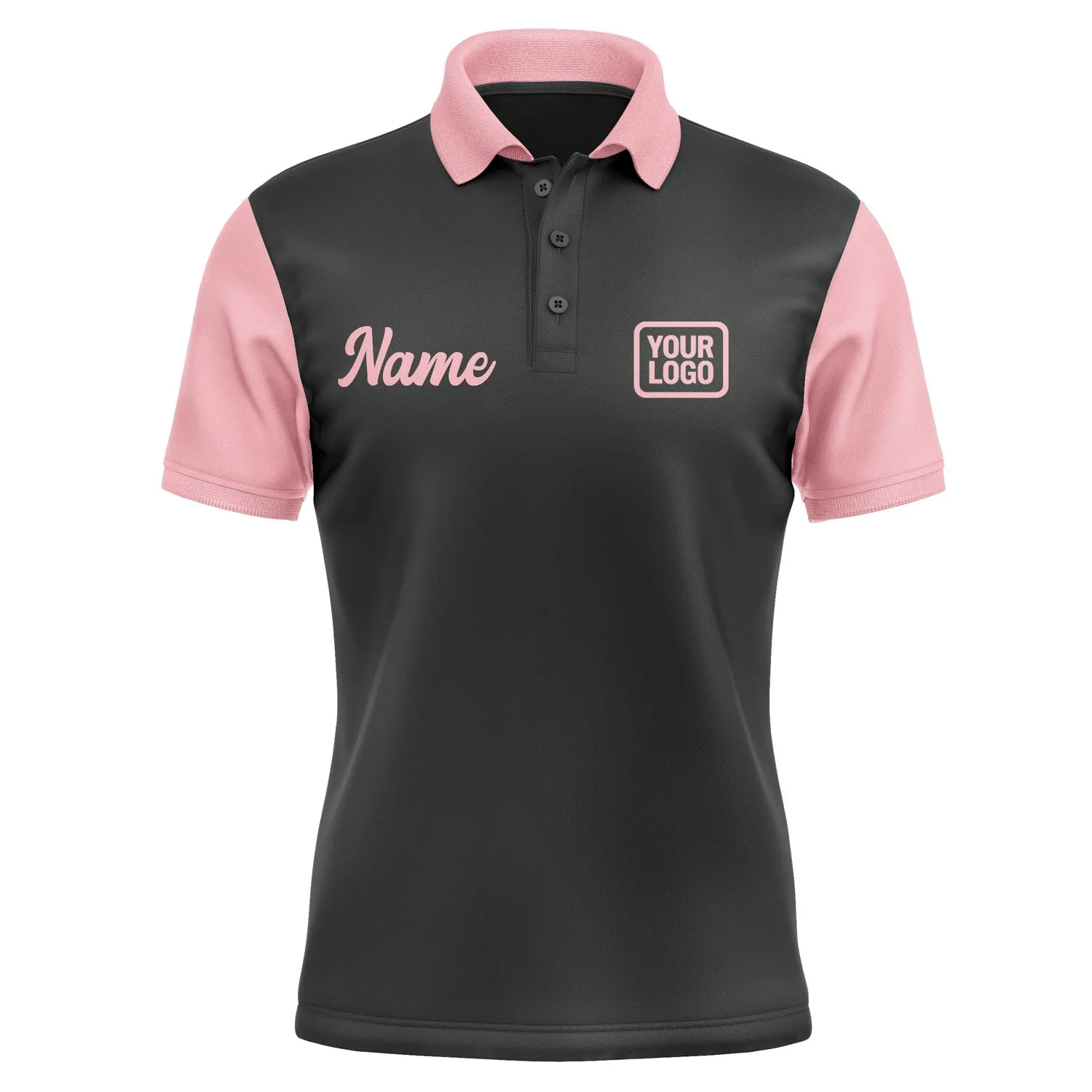 Custom Black Light Pink Short-Sleeve Polo Shirt