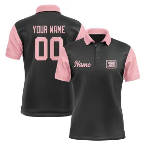Custom Black Light Pink Short-Sleeve Polo Shirt