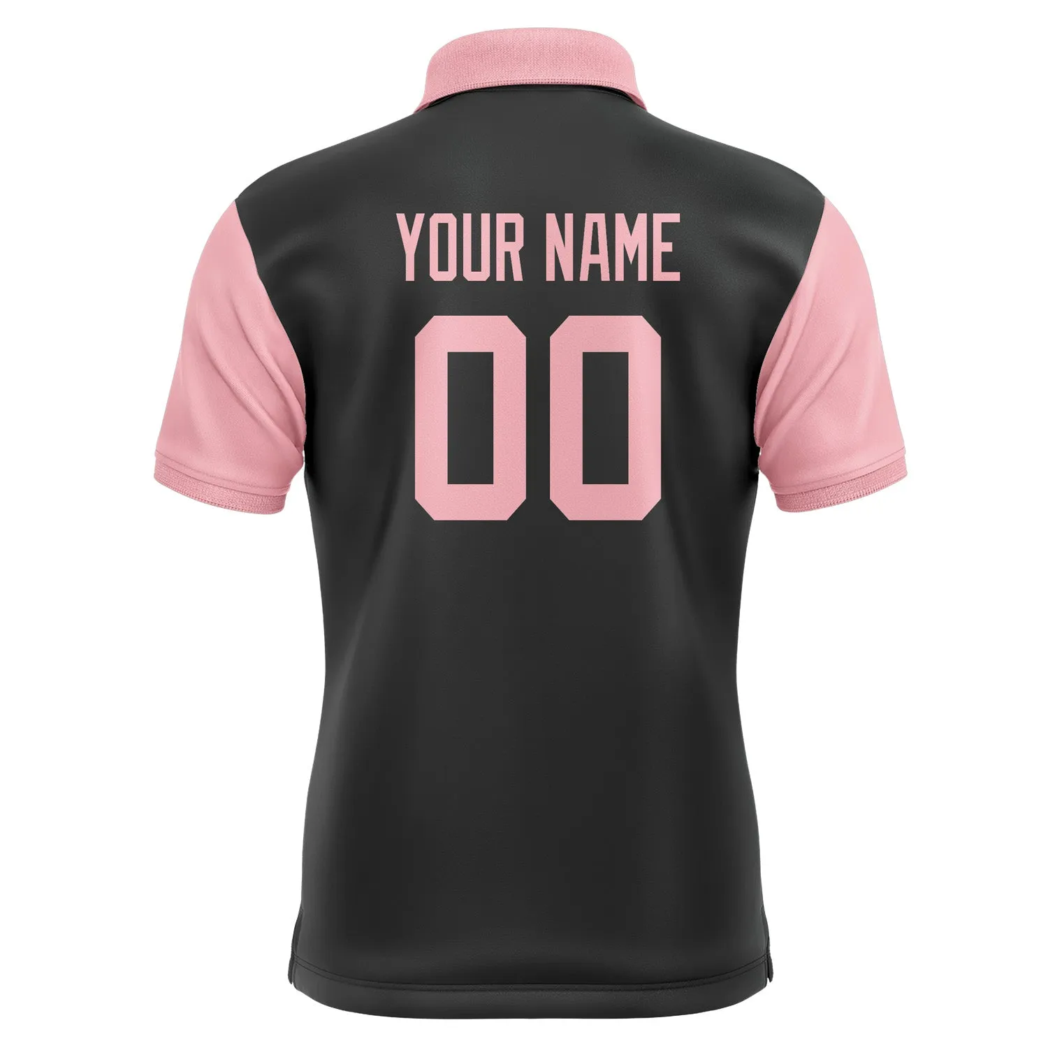 Custom Black Light Pink Short-Sleeve Polo Shirt