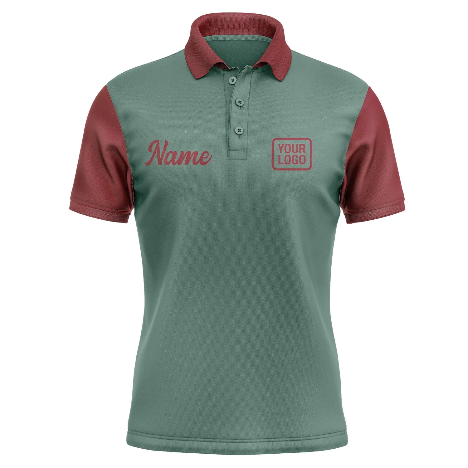 Custom Blue Green Crimson Red Short-Sleeve Polo Shirt