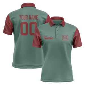 Custom Blue Green Crimson Red Short-Sleeve Polo Shirt