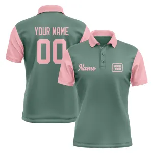 Custom Blue Green Light Pink Short-Sleeve Polo Shirt