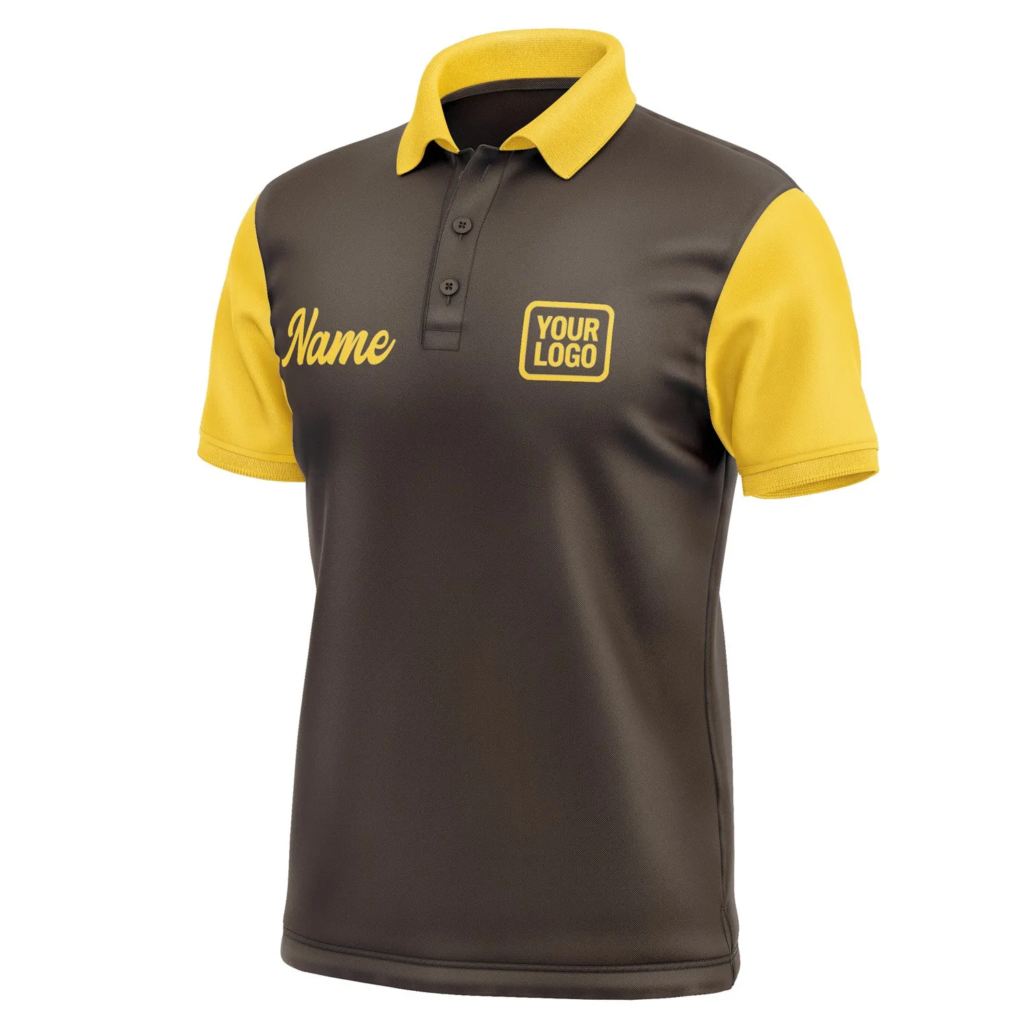 Custom Brown Gold Short-Sleeve Polo Shirt
