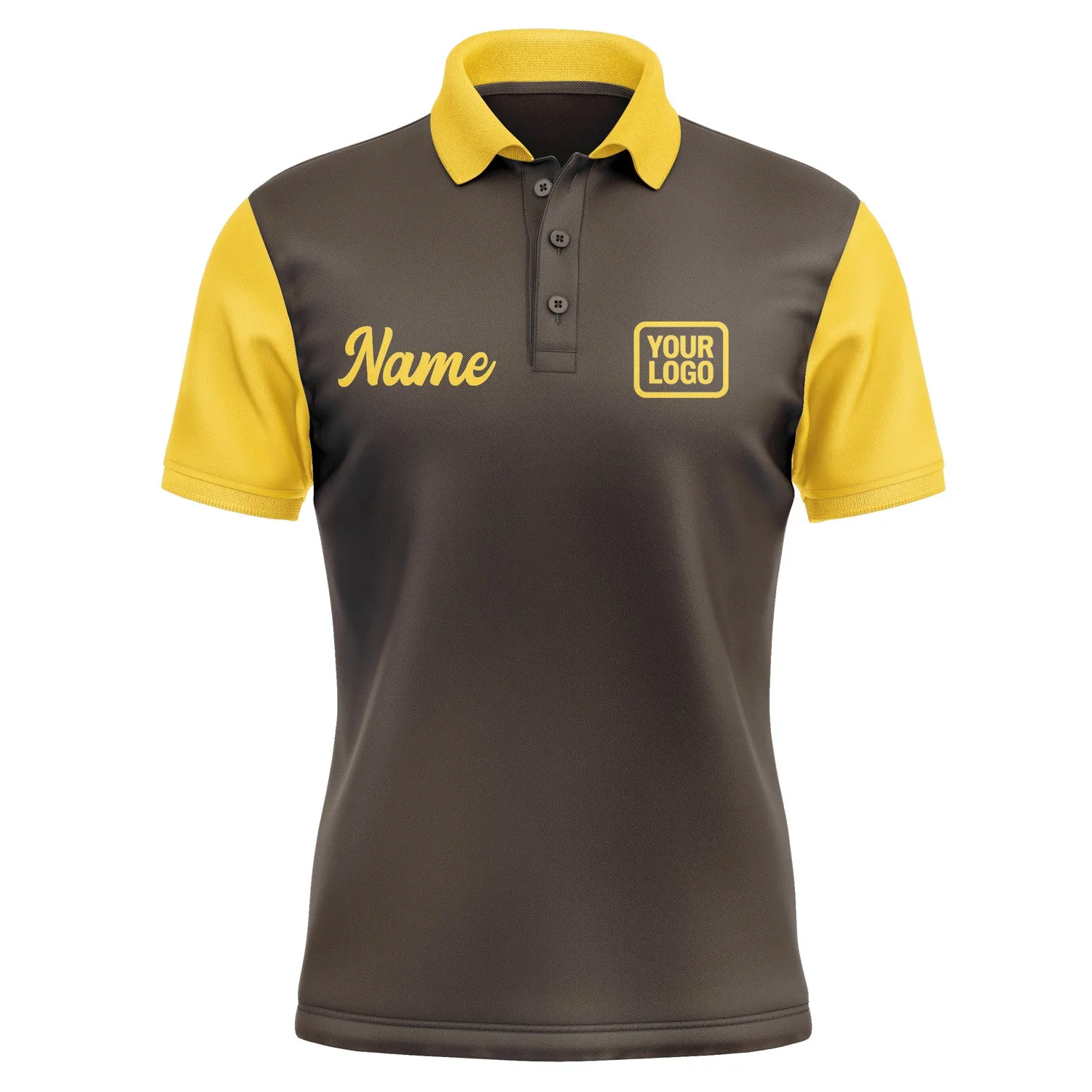 Custom Brown Gold Short-Sleeve Polo Shirt