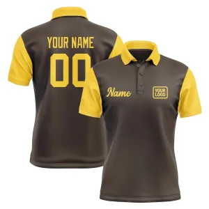 Custom Brown Gold Short-Sleeve Polo Shirt