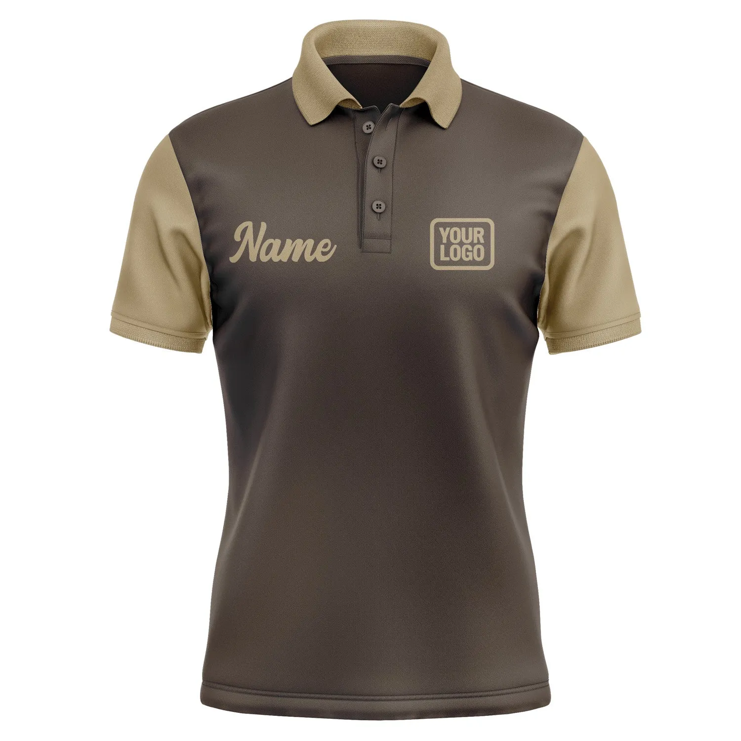 Custom Brown Light Khaki Short-Sleeve Polo Shirt