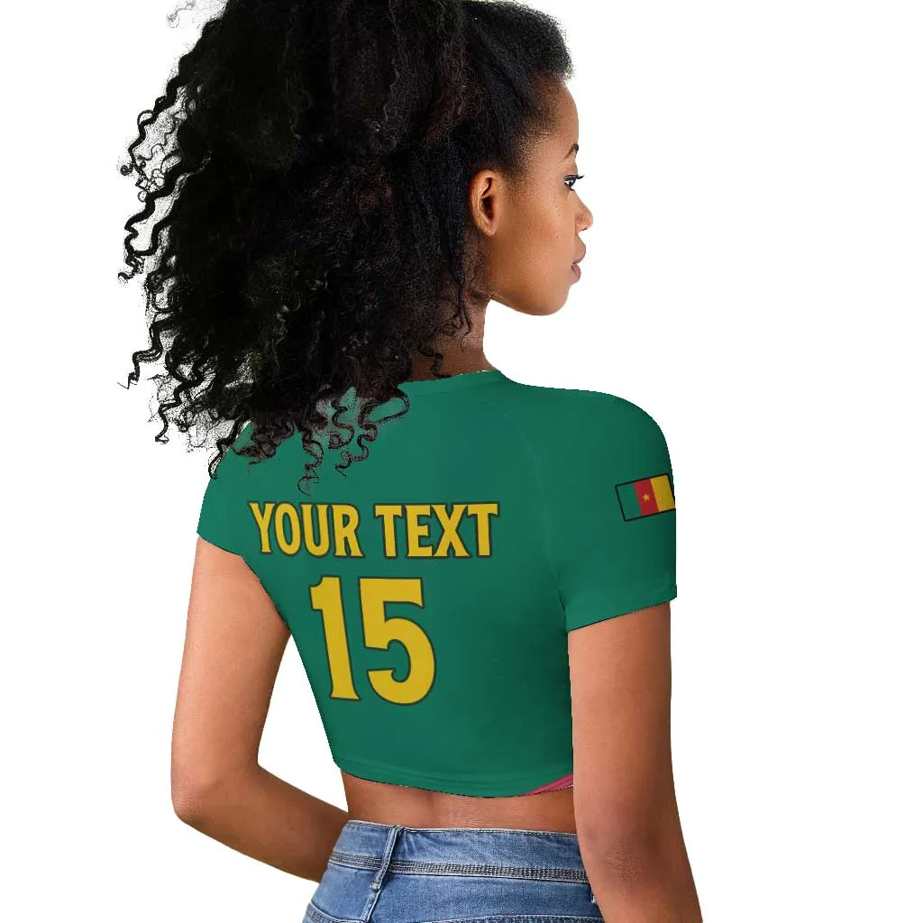 Custom Cameroun Football Raglan Cropped T shirt Allez les Lions LT15