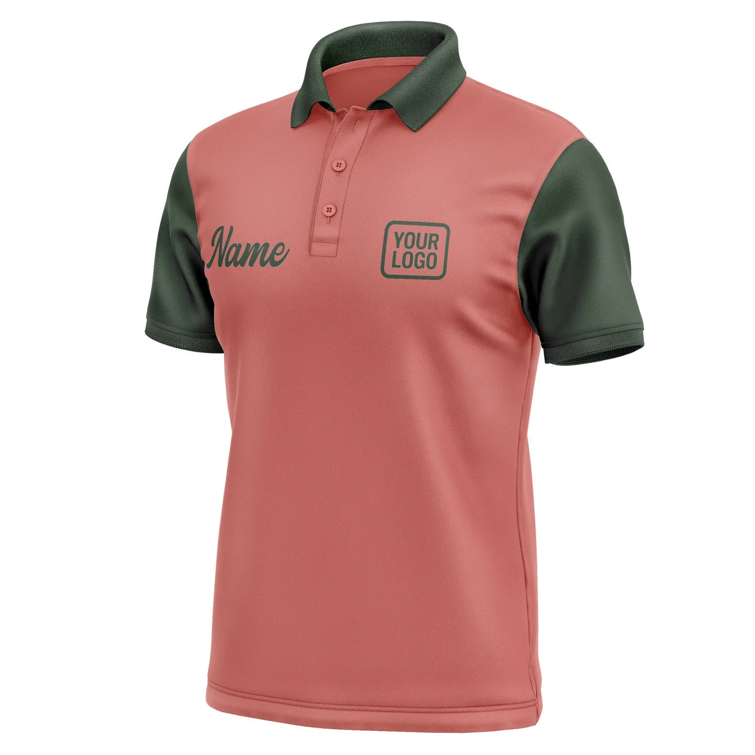 Custom Copper Rose Dark Green Short-Sleeve Polo Shirt