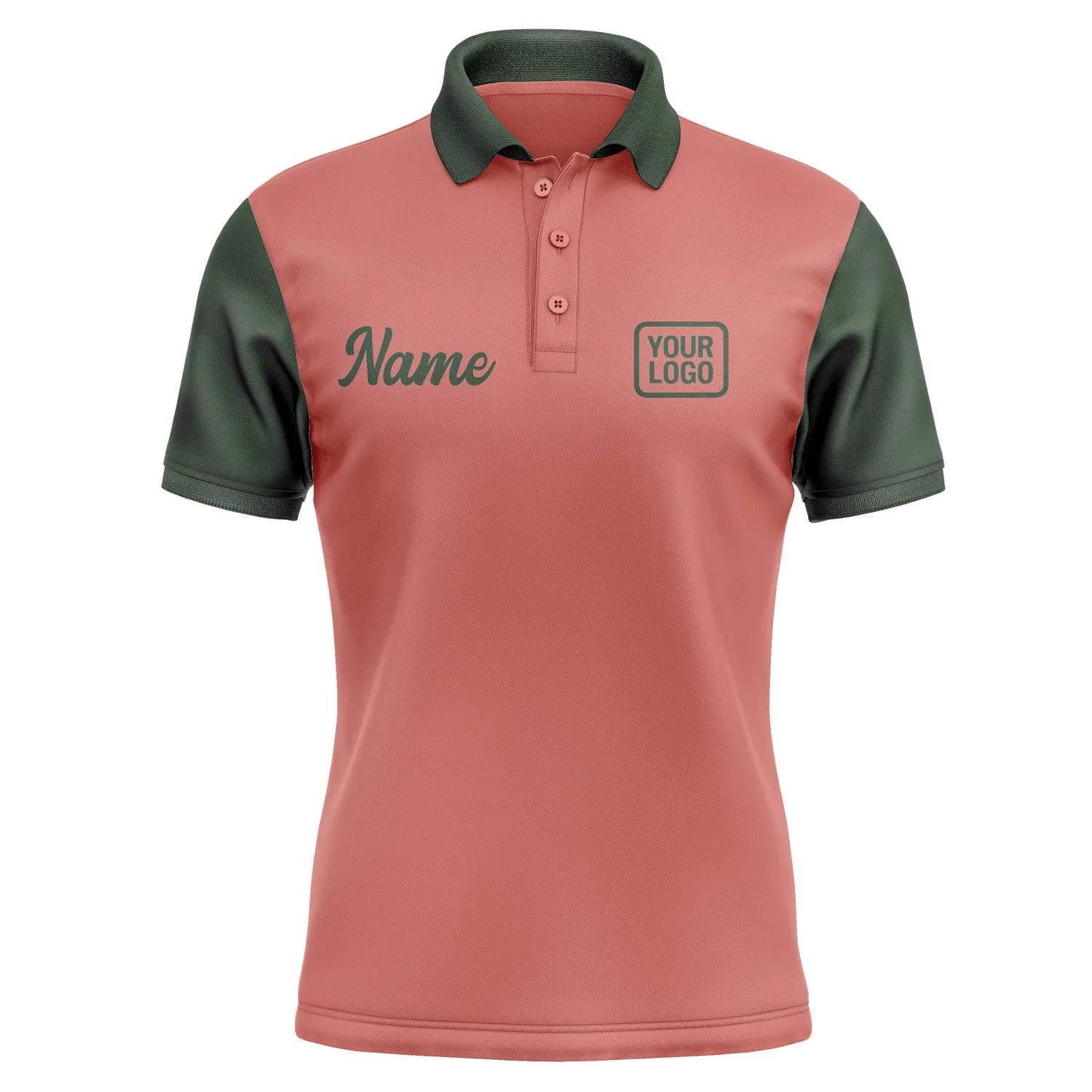 Custom Copper Rose Dark Green Short-Sleeve Polo Shirt