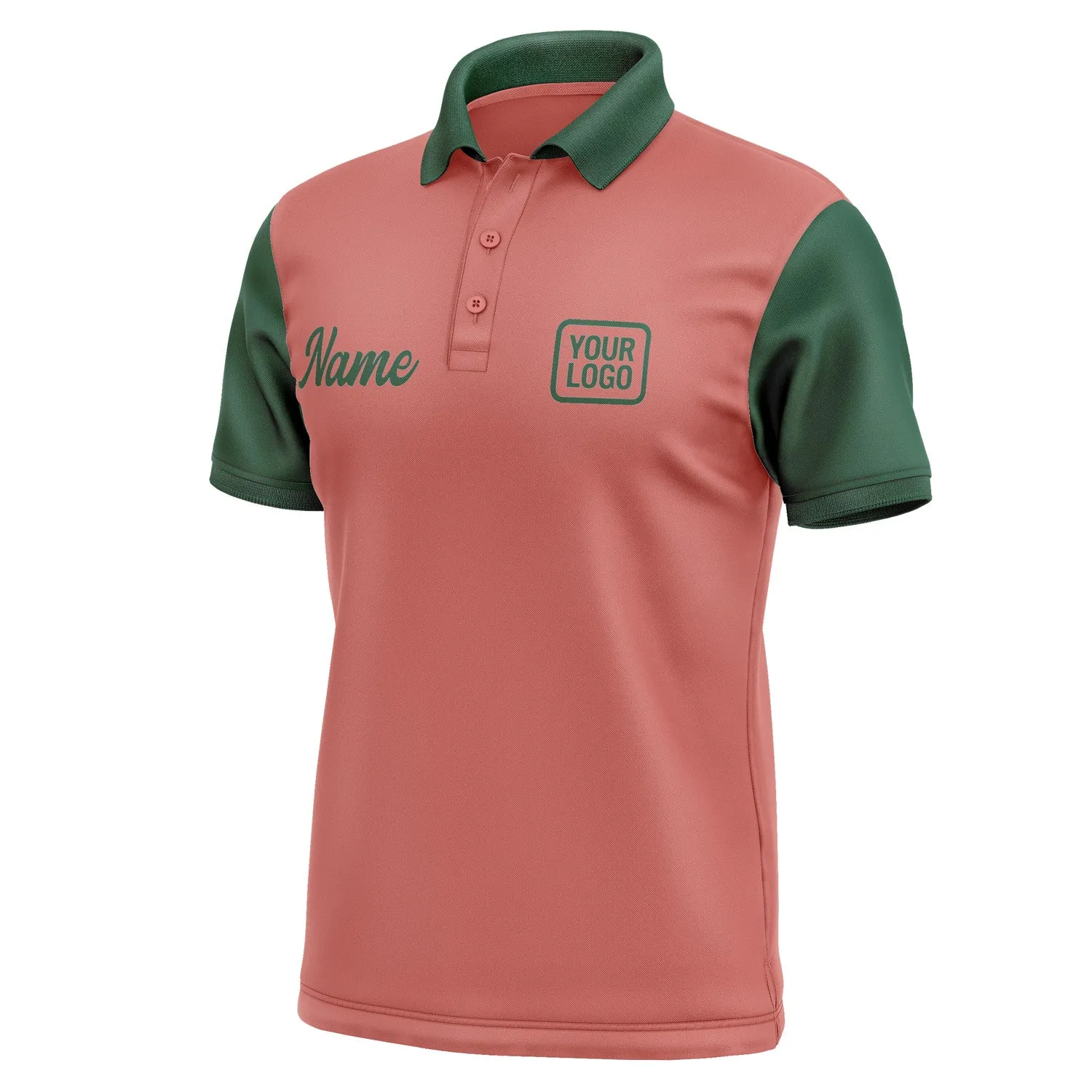 Custom Copper Rose Green Short-Sleeve Polo Shirt