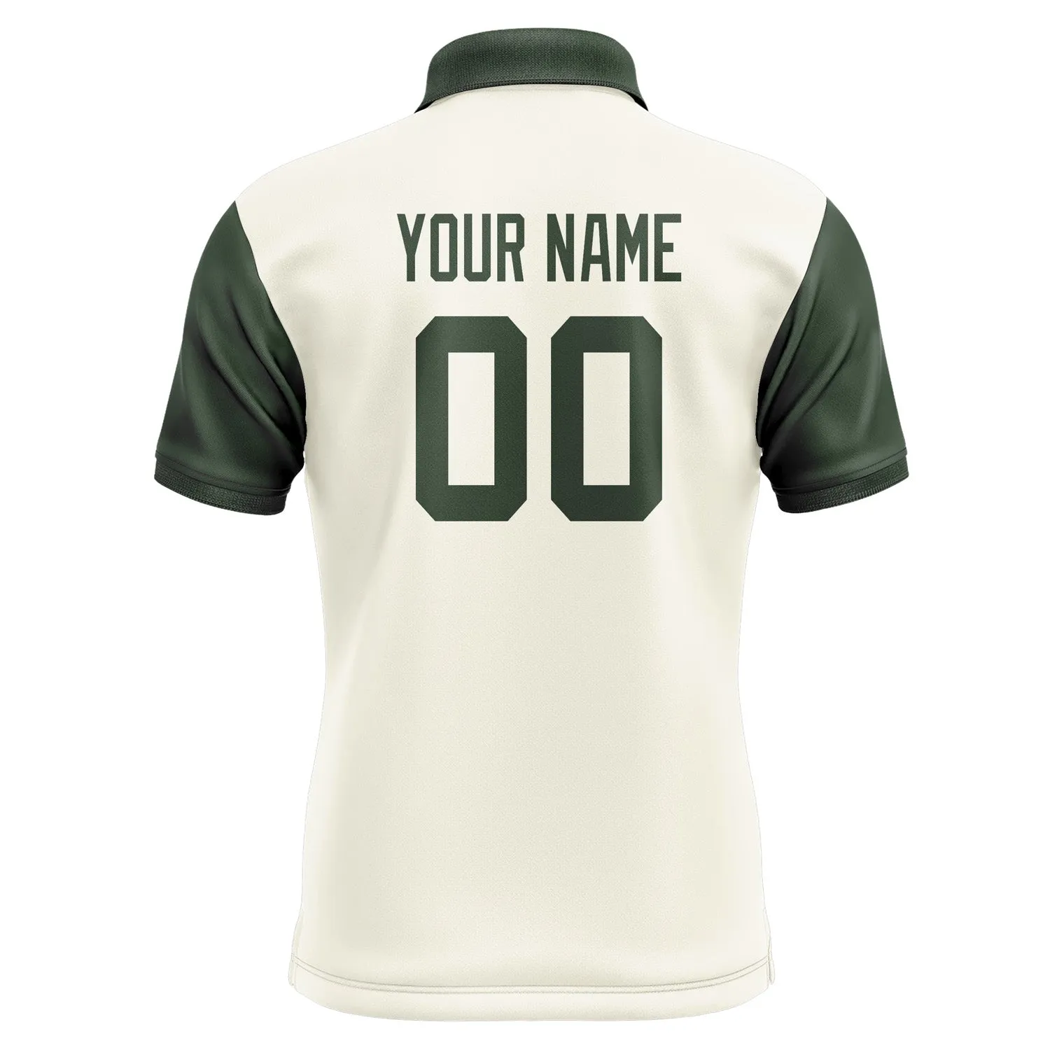 Custom Cream Dark Green Short-Sleeve Polo Shirt