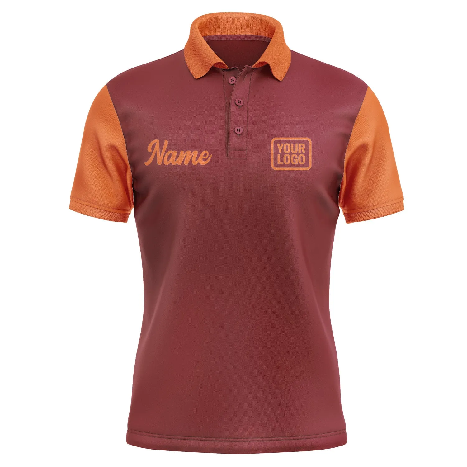 Custom Crimson Red Orange Short-Sleeve Polo Shirt