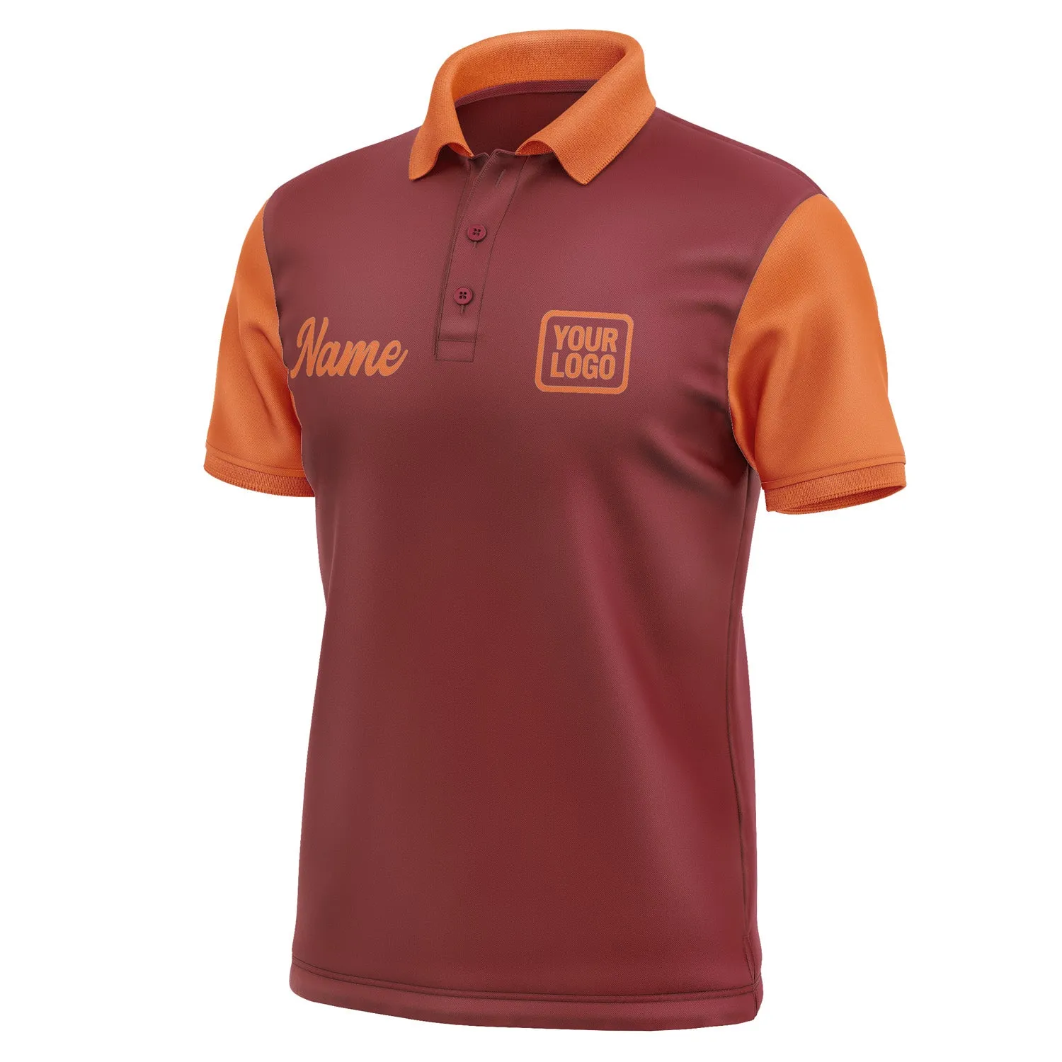 Custom Crimson Red Orange Short-Sleeve Polo Shirt
