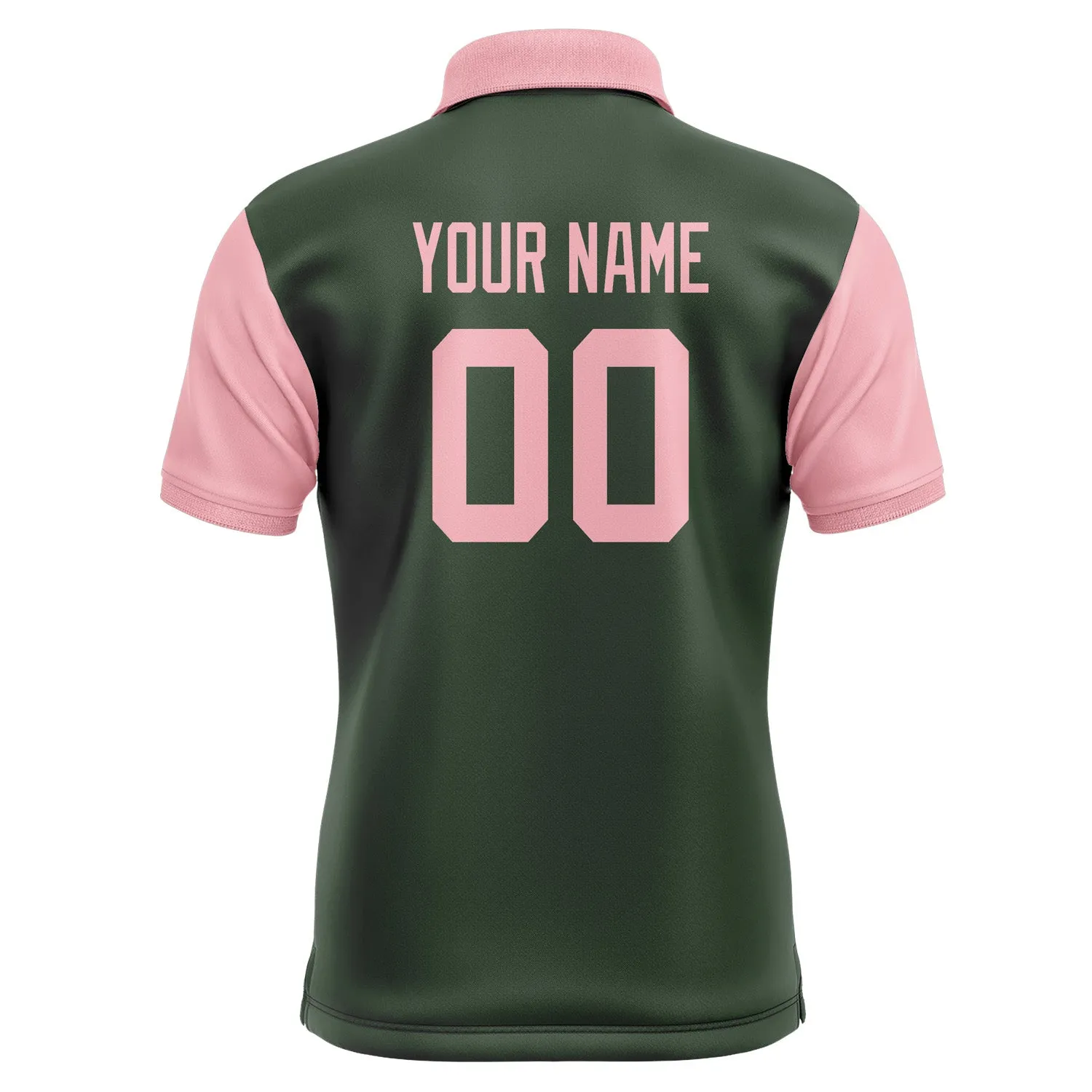 Custom Dark Green Light Pink Short-Sleeve Polo Shirt