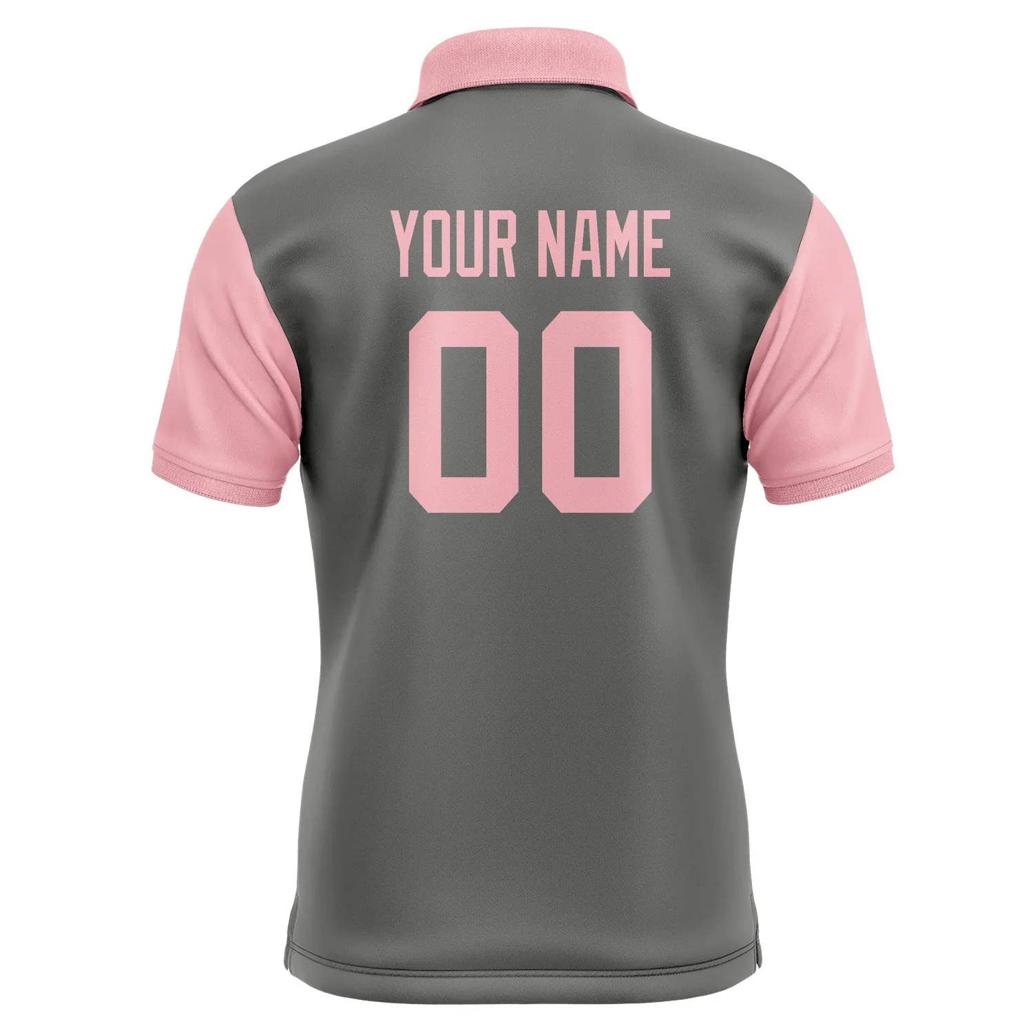 Custom Dark Grey Light Pink Short-Sleeve Polo Shirt