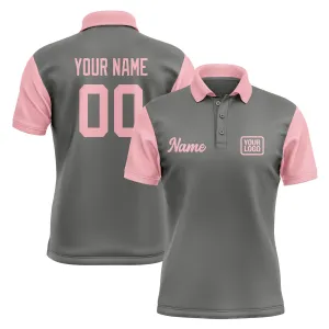 Custom Dark Grey Light Pink Short-Sleeve Polo Shirt