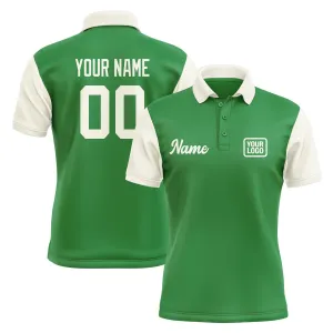 Custom Emerald Green Cream Short-Sleeve Polo Shirt