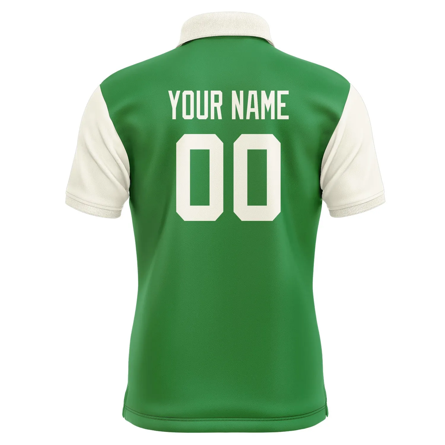 Custom Emerald Green Cream Short-Sleeve Polo Shirt