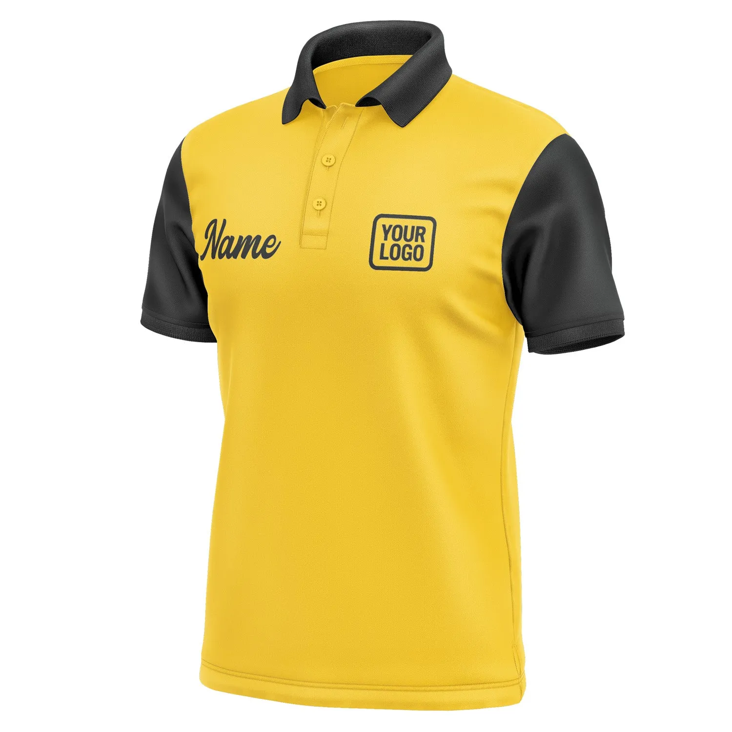 Custom Gold Black Short-Sleeve Polo Shirt
