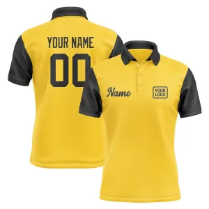 Custom Gold Black Short-Sleeve Polo Shirt