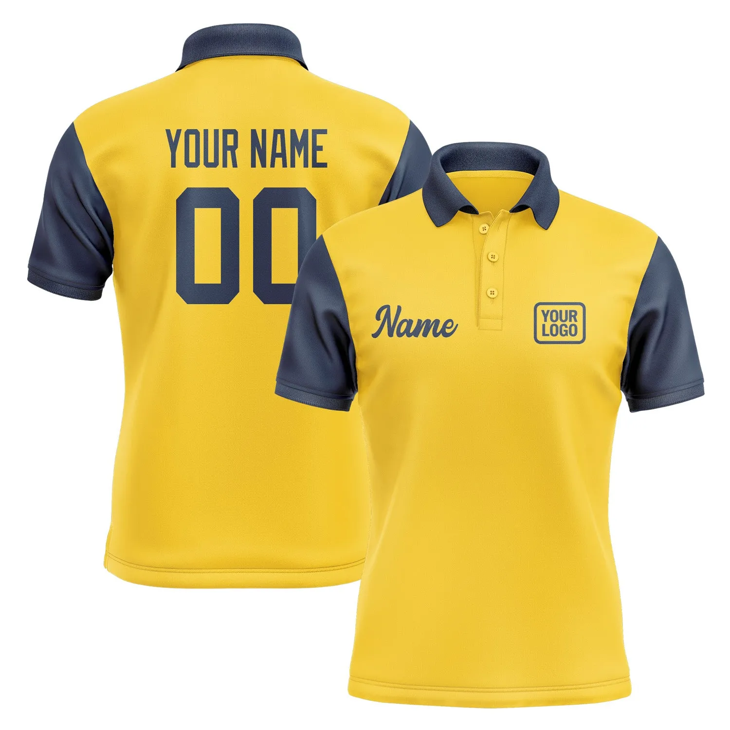 Custom Gold Blue Short-Sleeve Polo Shirt