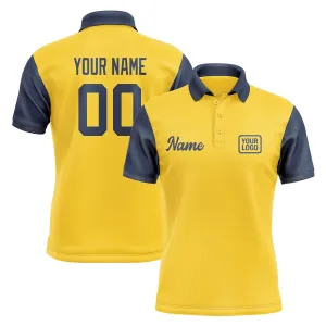 Custom Gold Blue Short-Sleeve Polo Shirt
