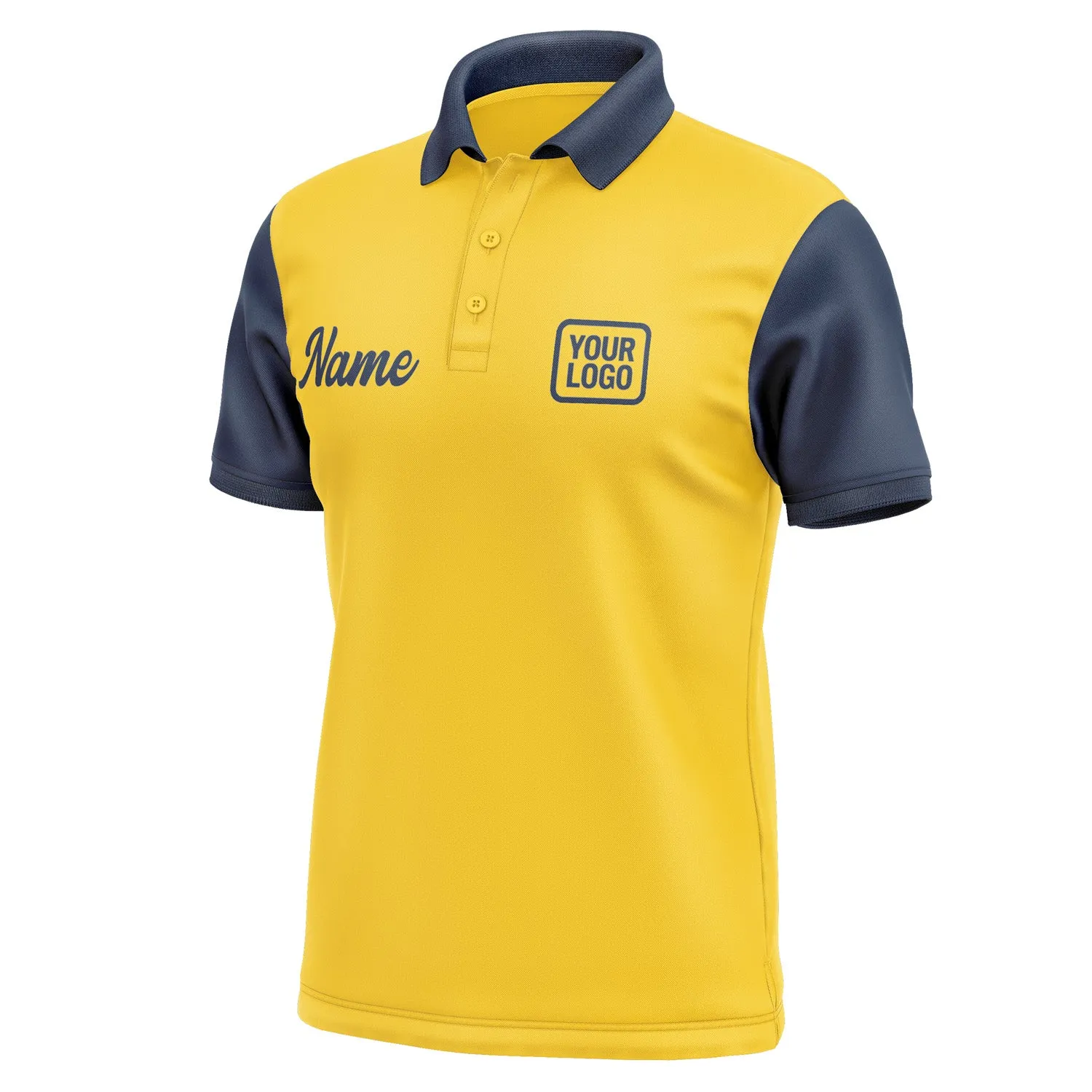 Custom Gold Blue Short-Sleeve Polo Shirt