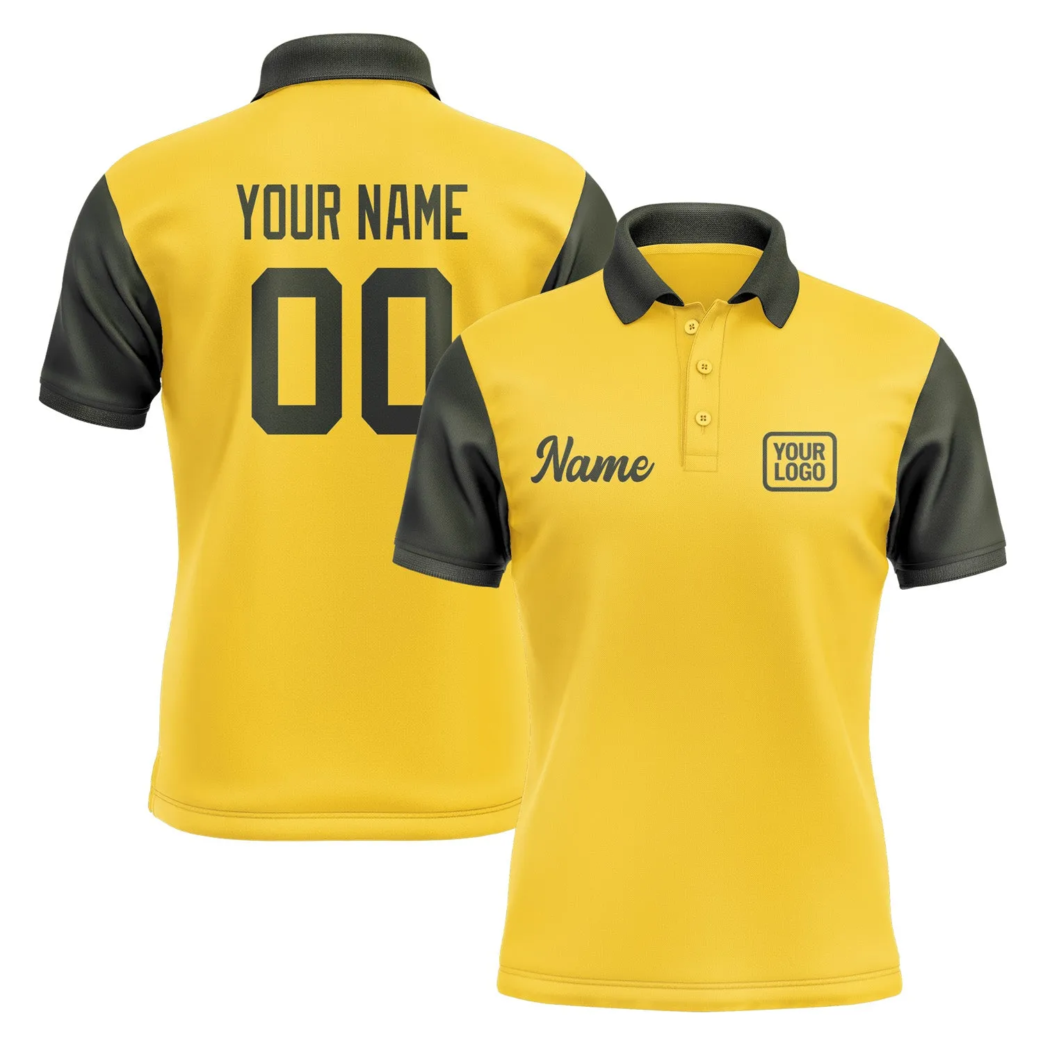 Custom Gold Olive Short-Sleeve Polo Shirt