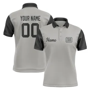 Custom Gray Black Short-Sleeve Polo Shirt
