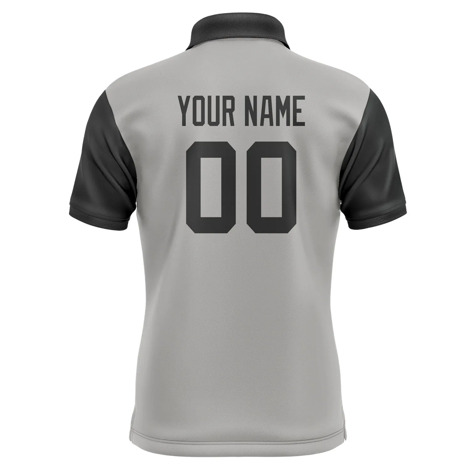 Custom Gray Black Short-Sleeve Polo Shirt