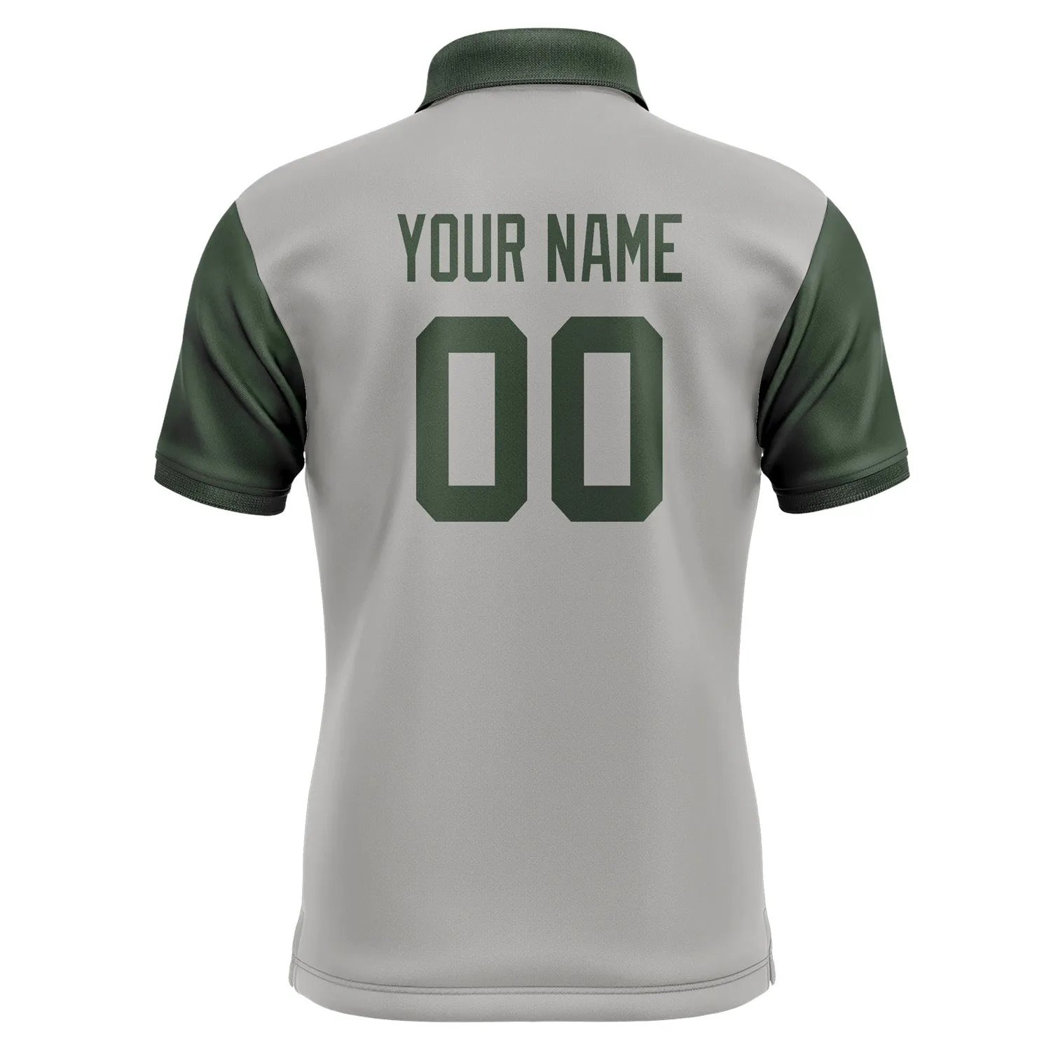 Custom Gray Dark Green Short-Sleeve Polo Shirt