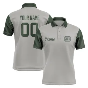 Custom Gray Dark Green Short-Sleeve Polo Shirt