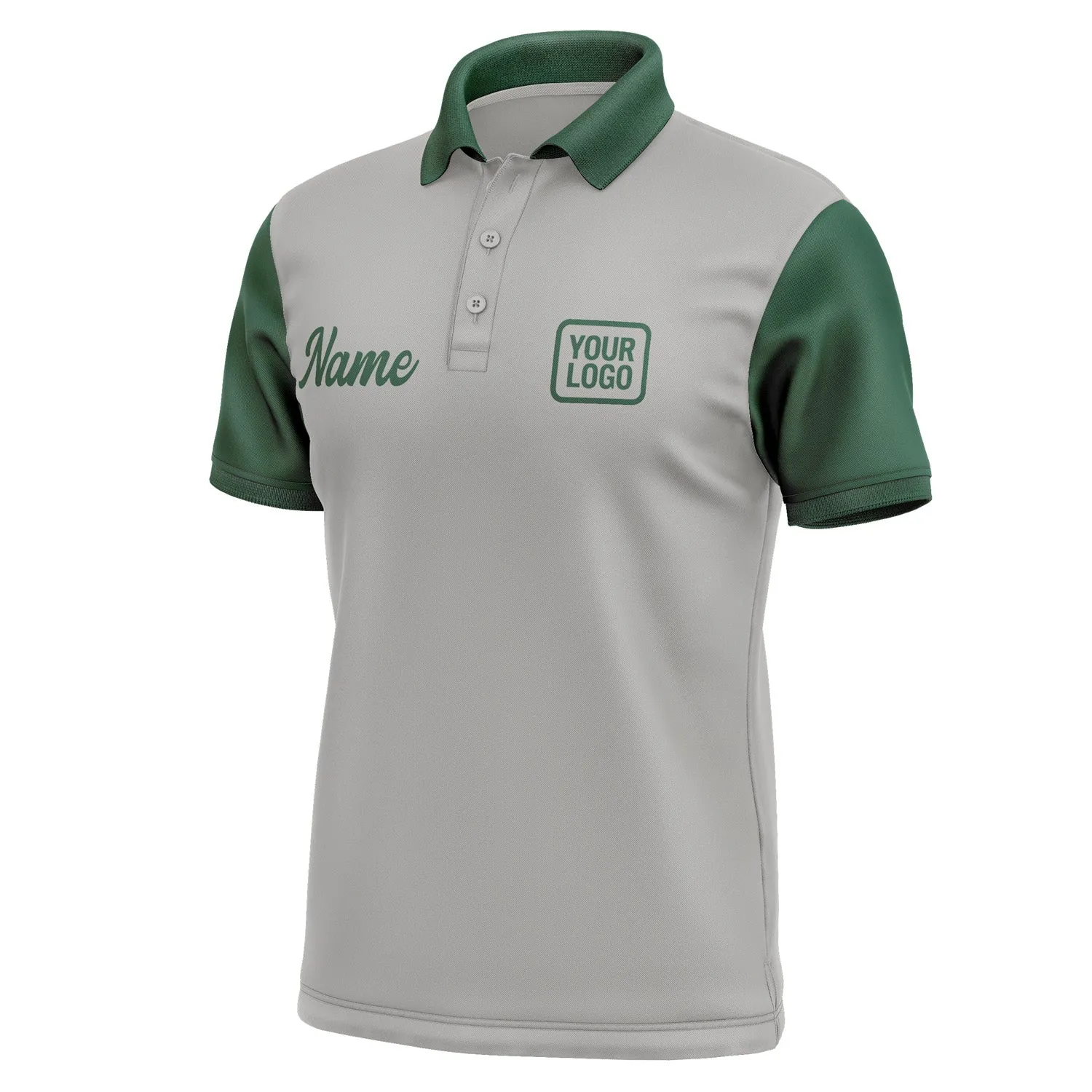 Custom Gray Green Short-Sleeve Polo Shirt