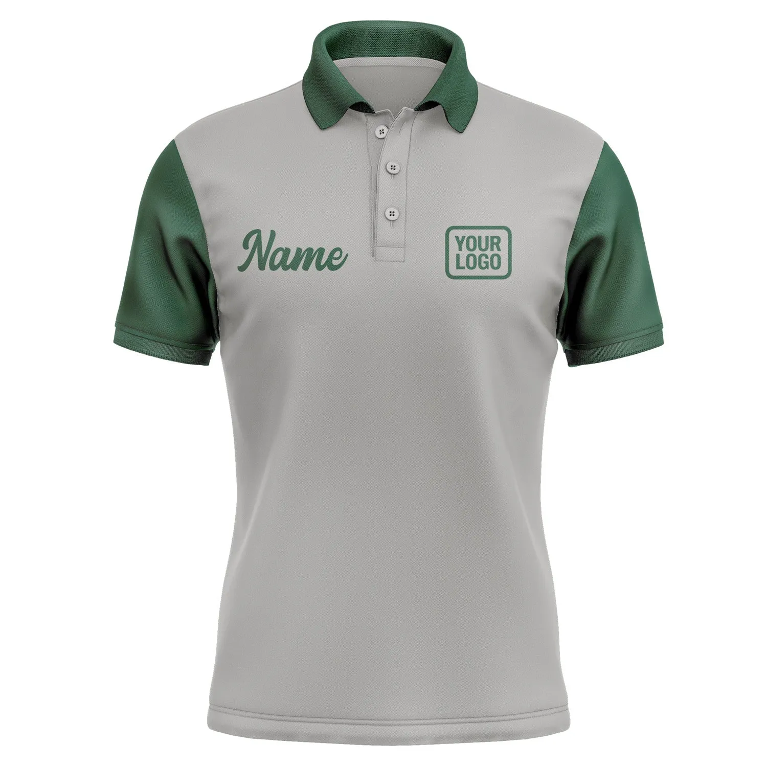 Custom Gray Green Short-Sleeve Polo Shirt