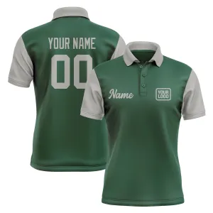 Custom Green Gray Short-Sleeve Polo Shirt