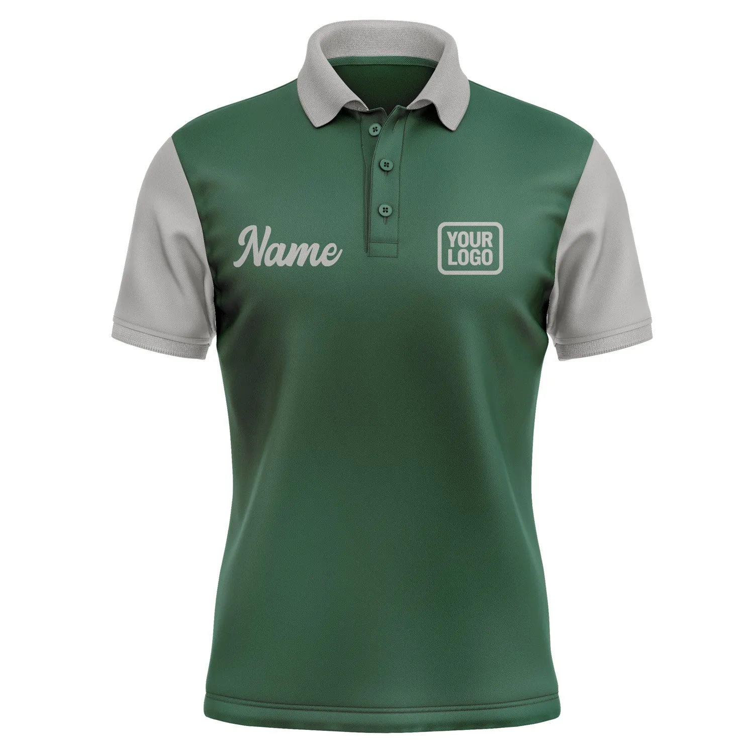 Custom Green Gray Short-Sleeve Polo Shirt