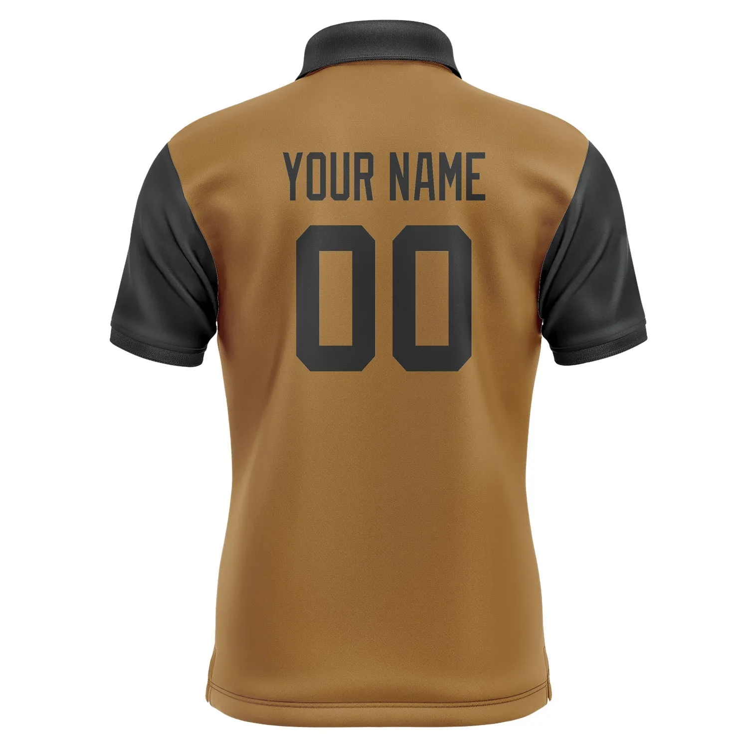 Custom Khaki Black Short-Sleeve Polo Shirt