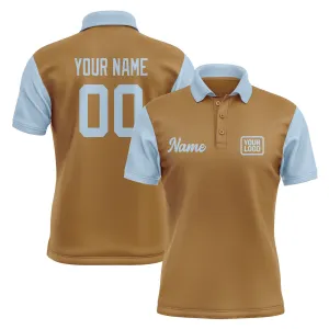Custom Khaki Light Blue Short-Sleeve Polo Shirt
