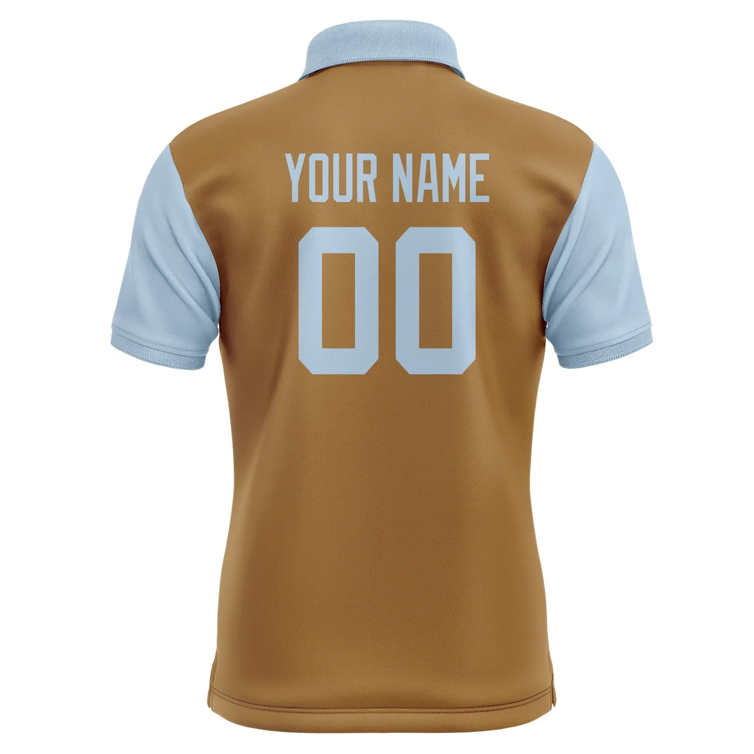 Custom Khaki Light Blue Short-Sleeve Polo Shirt