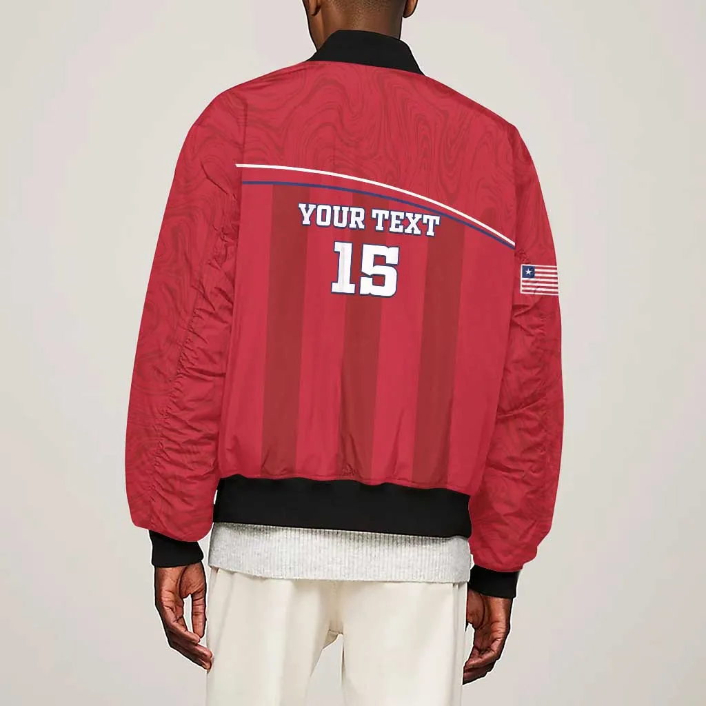 Custom Liberia Sleeve Zip Bomber Jacket Football Lion Mascot - Red LT15