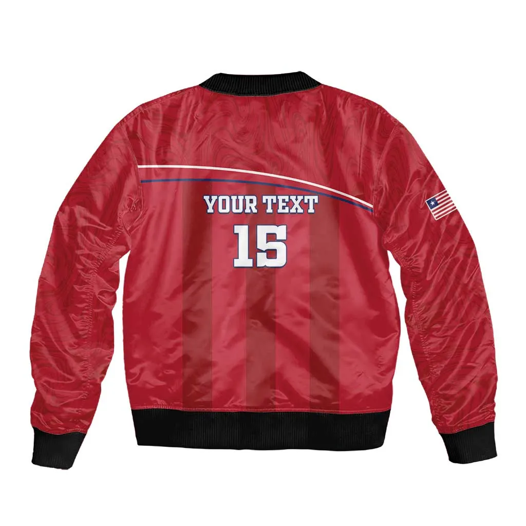 Custom Liberia Sleeve Zip Bomber Jacket Football Lion Mascot - Red LT15