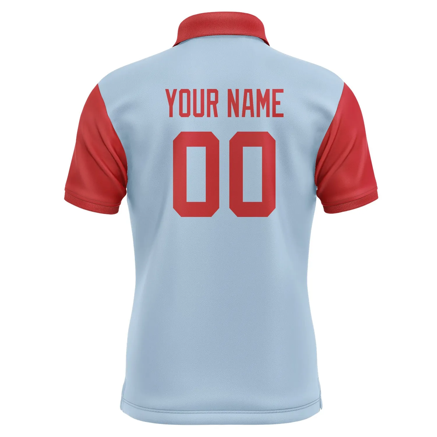 Custom Light Blue Red Short-Sleeve Polo Shirt