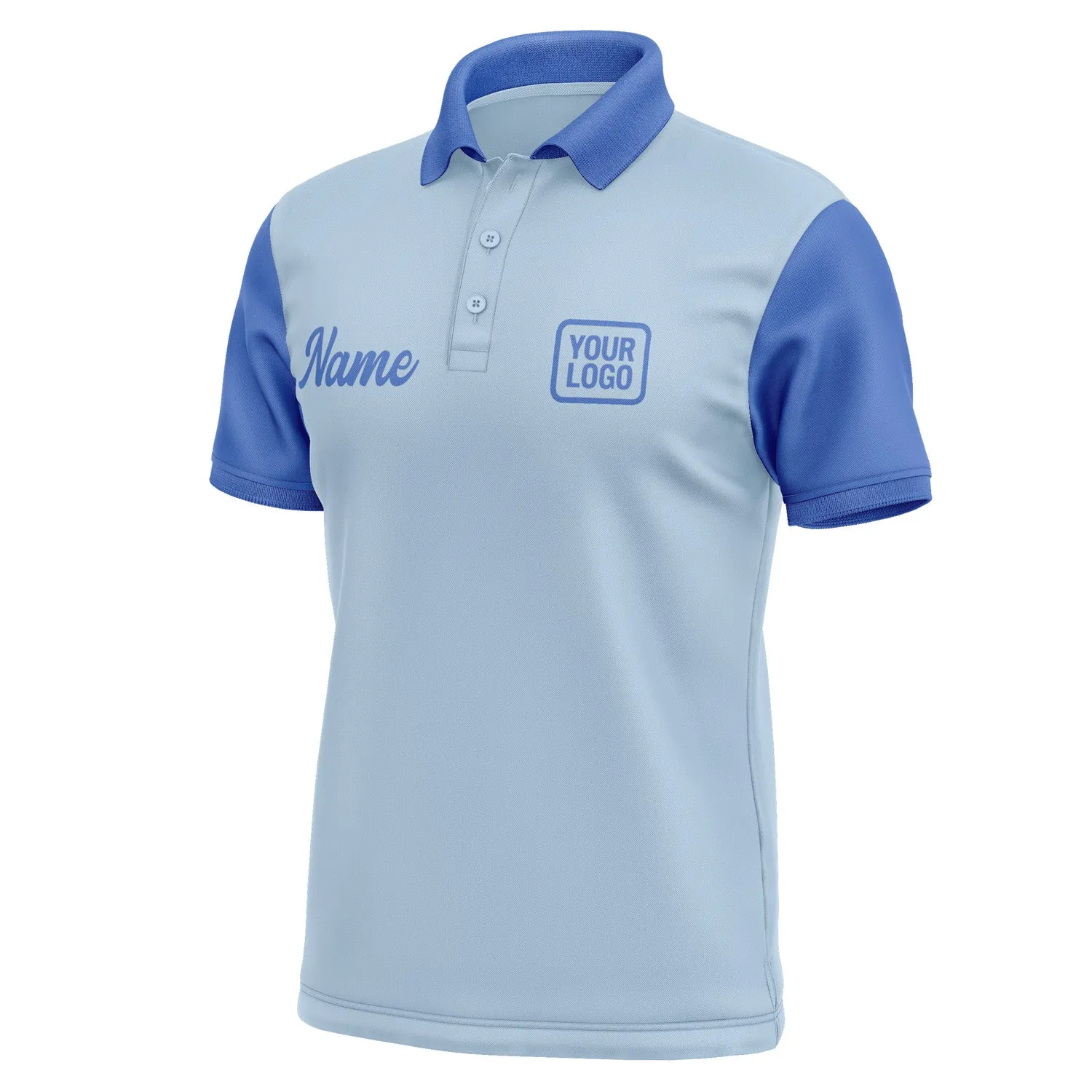 Custom Light Blue Sky Blue Short-Sleeve Polo Shirt