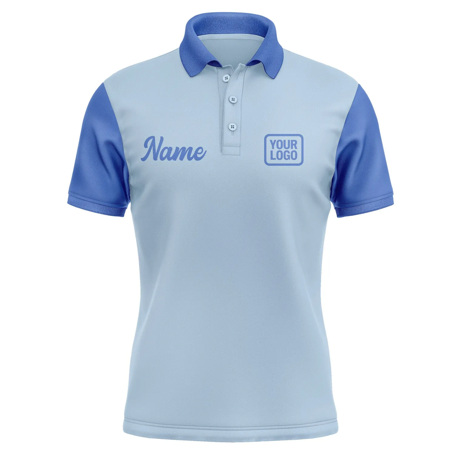 Custom Light Blue Sky Blue Short-Sleeve Polo Shirt