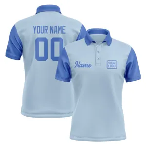 Custom Light Blue Sky Blue Short-Sleeve Polo Shirt